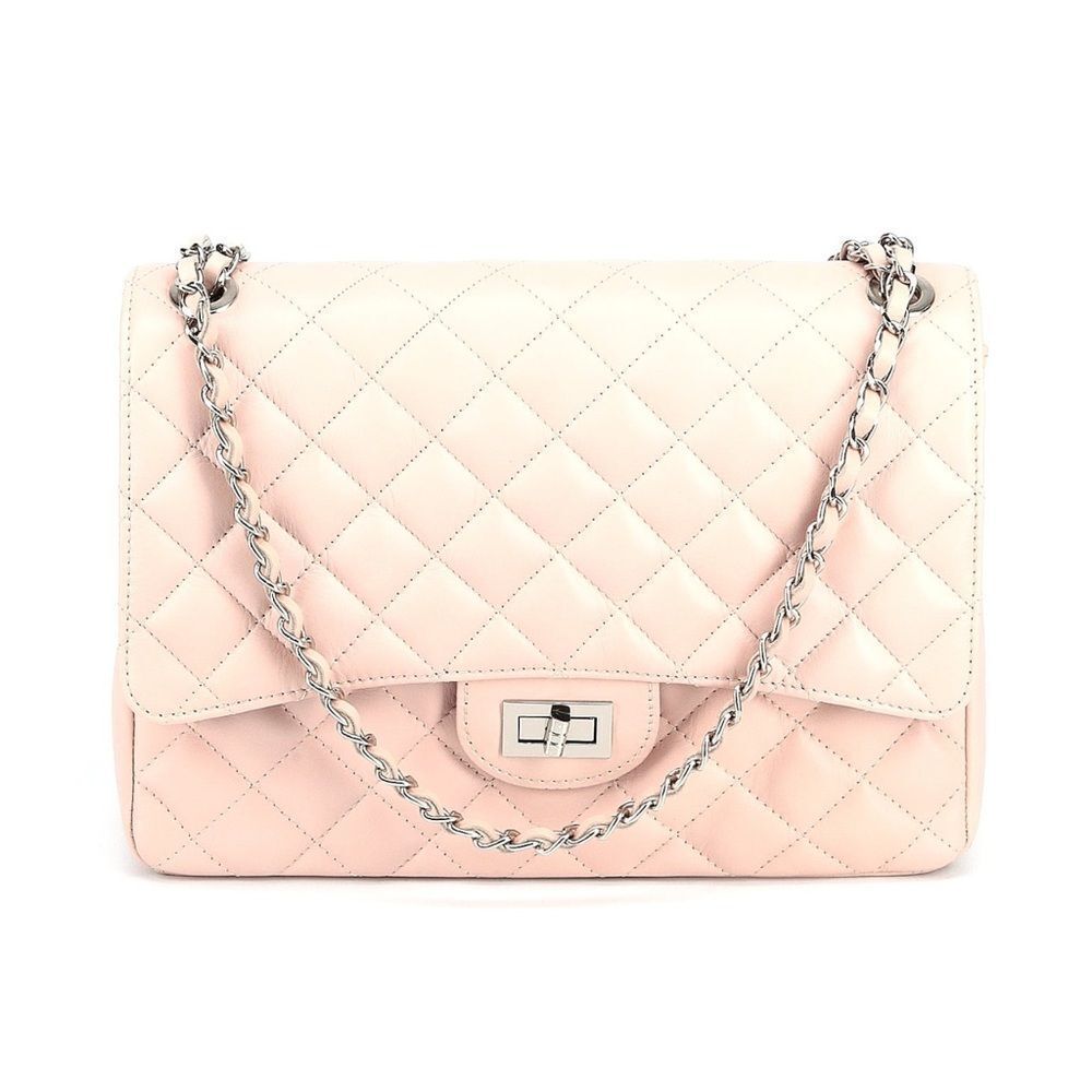 Borse in Pelle Large Crossbody Quilted Flap Bag Pale Pink